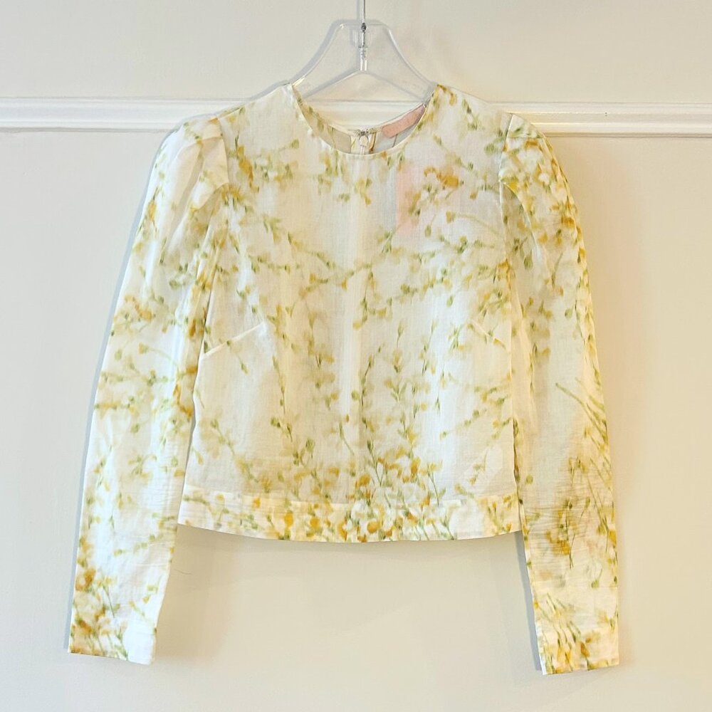 Brock Collection Floral Print Crew Neck Crop Top